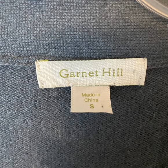 Garnet Hill 100% Cashmere Blue Gray Long Button Down Cardigan, Small - Picture 3 of 7